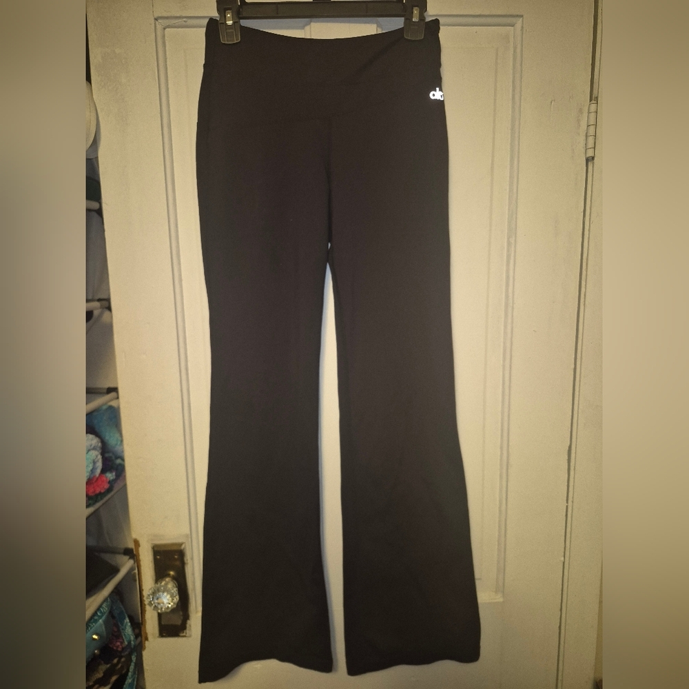 ALO Yoga Black High-Rise Leggings with Flare Bottom